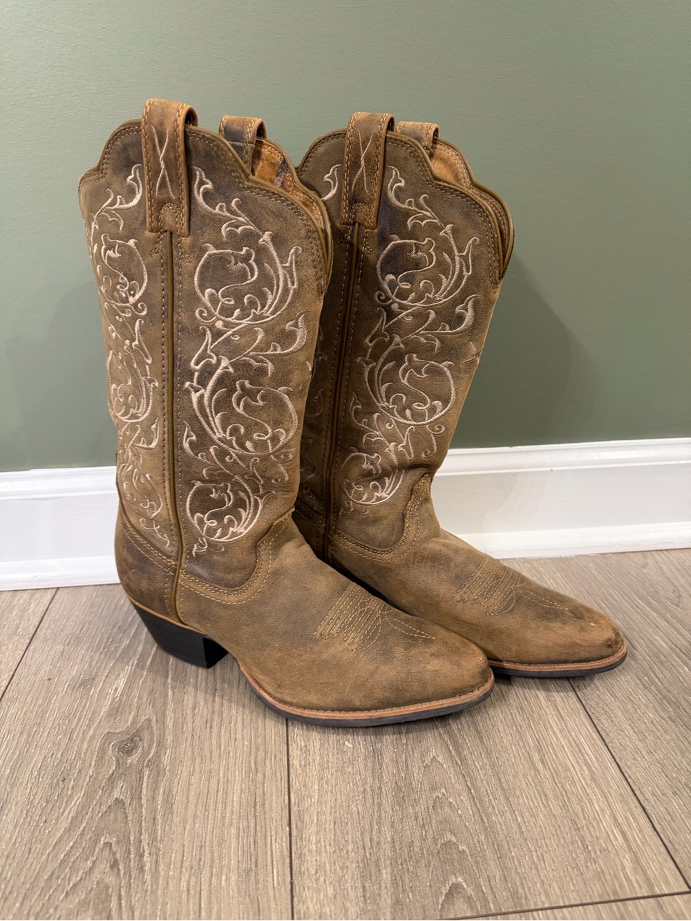 Twisted X Tan Brown Embroidered Western Heeled Boots